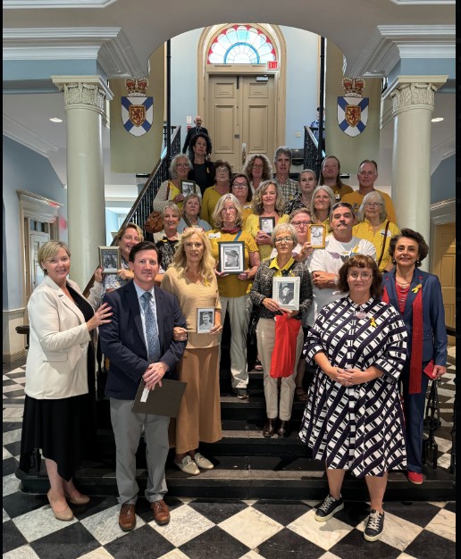 NSMoms, supporters, families, and politicians at the Nova Scotia Legislature on September 10, 2024